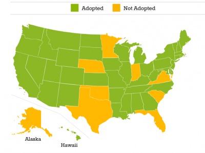 Common core state standards map