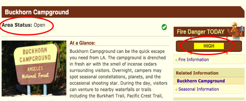 Buckhorn campground status